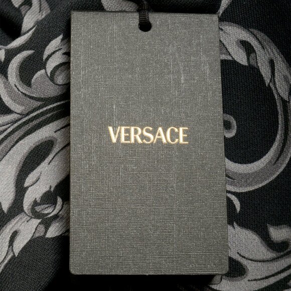 Versace Men's Black & Gray Barocco Print Non-Brushed Sweatshirt US L IT 52 - Picture 6 of 6